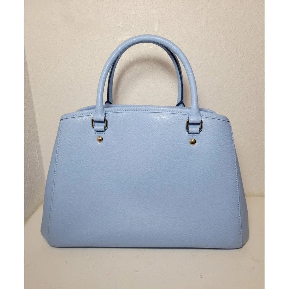Coach Woman's Small Margot Carryall Satchel Bag Crossgrain Leather - Light blue